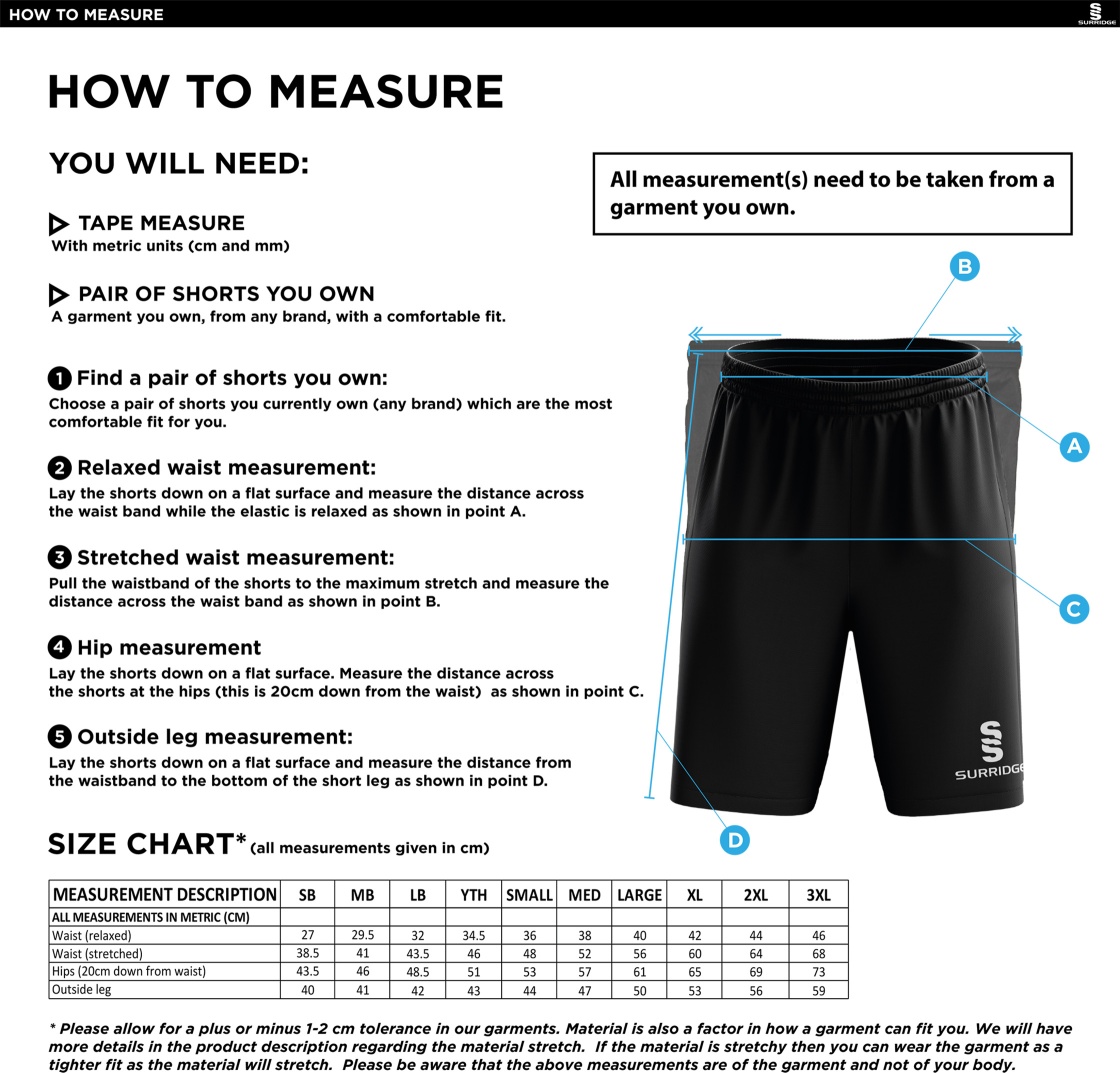 Solihull Blossomfield CC - Blade Shorts - Size Guide