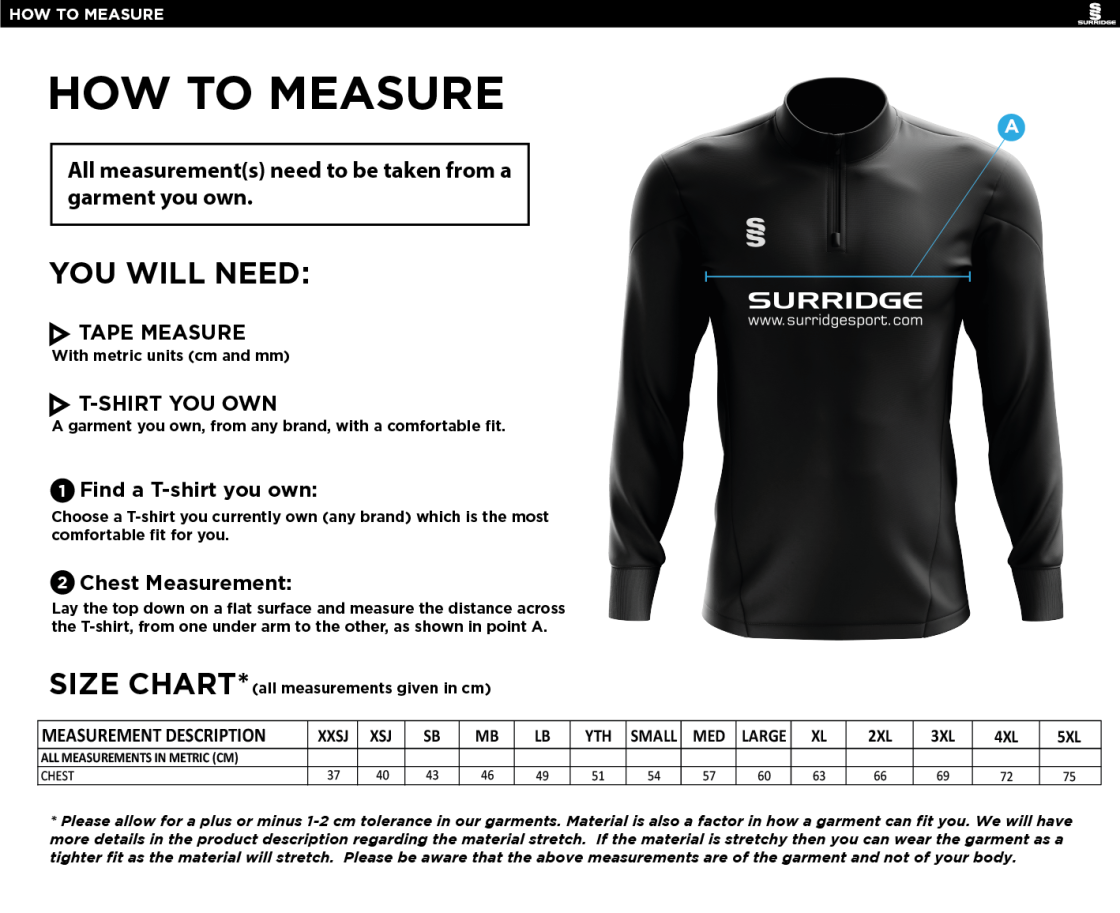 Solihull Blossomfield CC - Blade Performance Top - Size Guide